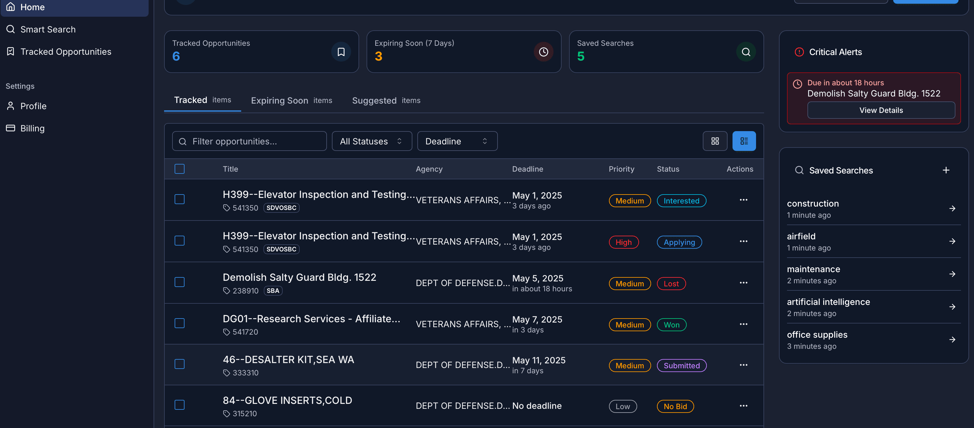 SwiftSam Dashboard Preview